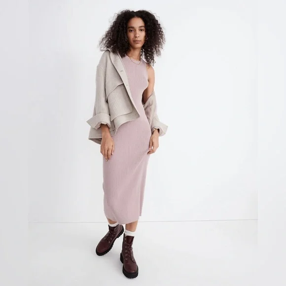 madewell midi sweater dress Re)sourced Ribbed Midi Sweater Dress